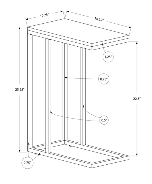 18.25" X 10.25" X 25.25" White Particle Board Metal  Accent Table