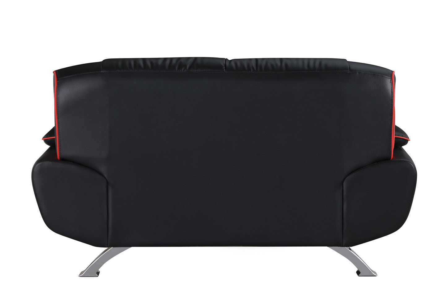 64" Black And Silver Faux Leather Love Seat