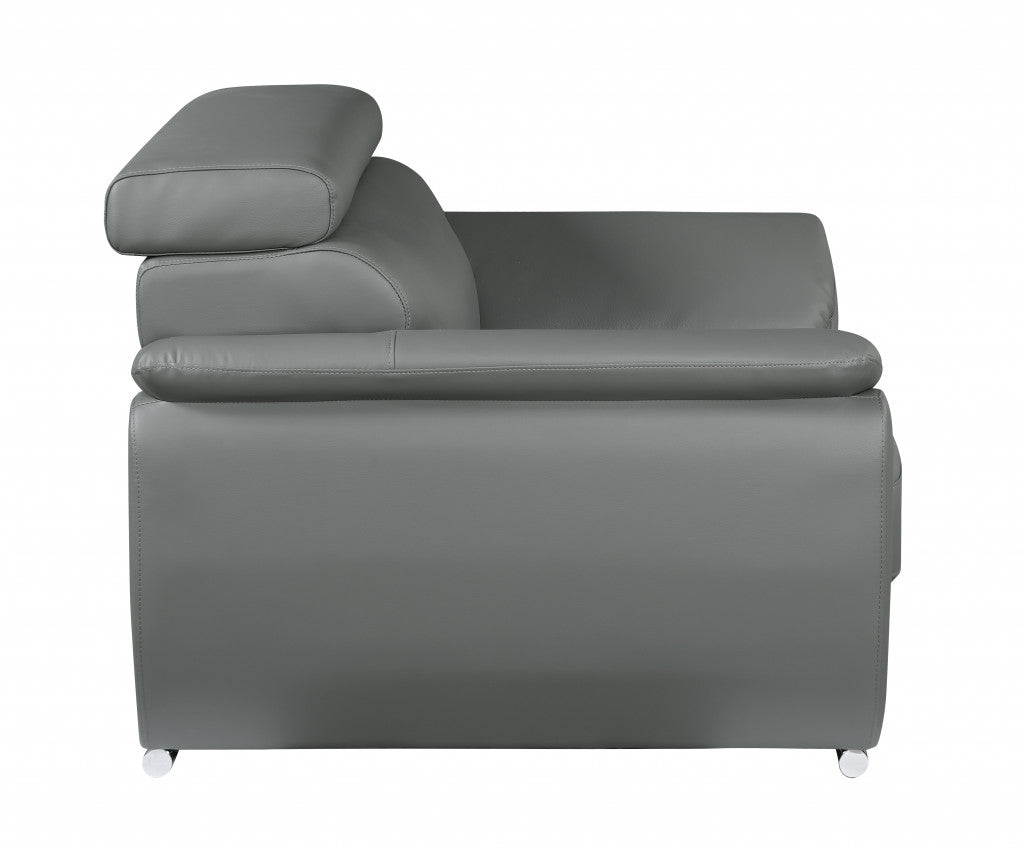 69" Gray And Silver Faux Leather Love Seat