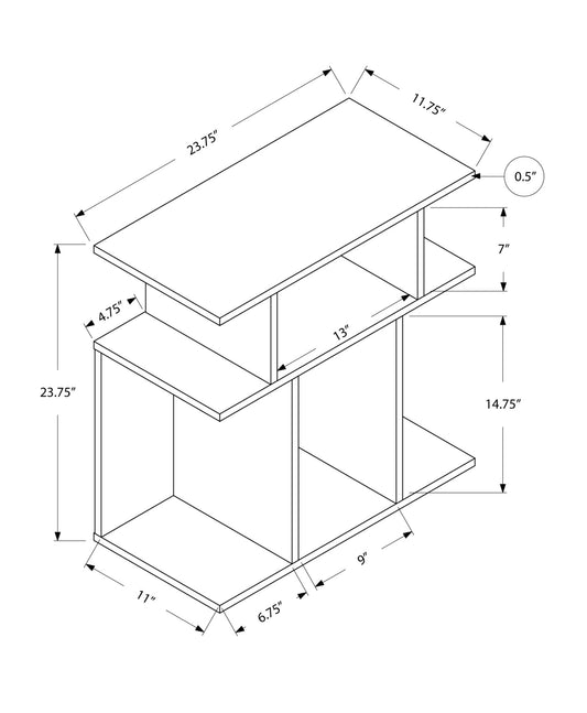 24" White End Table With 6