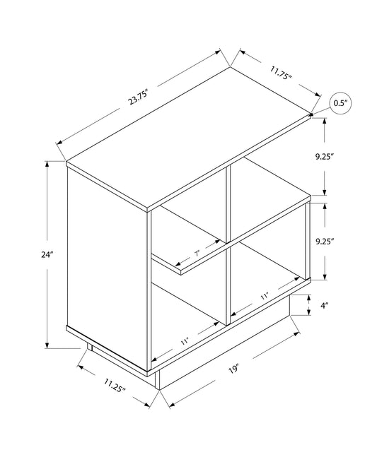 24" White End Table With Four Shelves