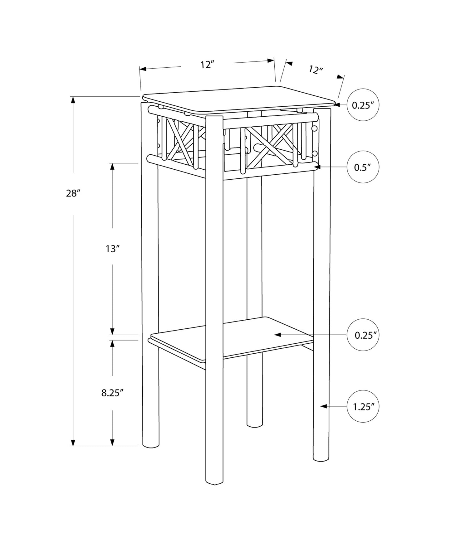 28" Black And Clear Glass End Table With Shelf