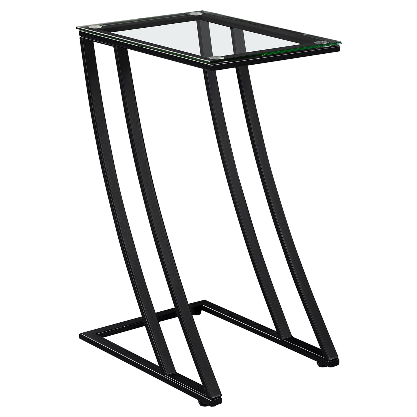 15.75" X 12" X 24" Black Clear Metal Tempered Glass Accent Table