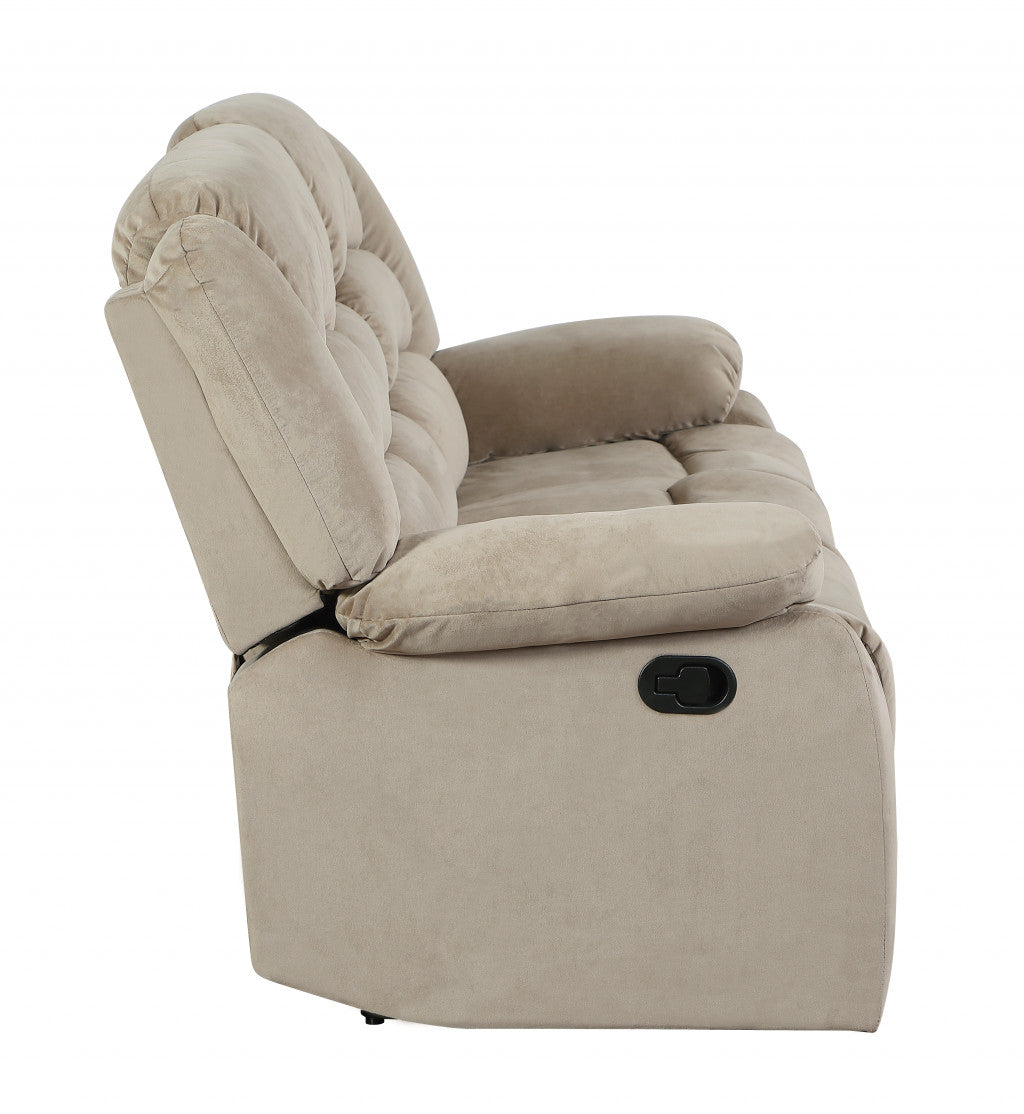 60" Beige Microfiber Manual Reclining Love Seat