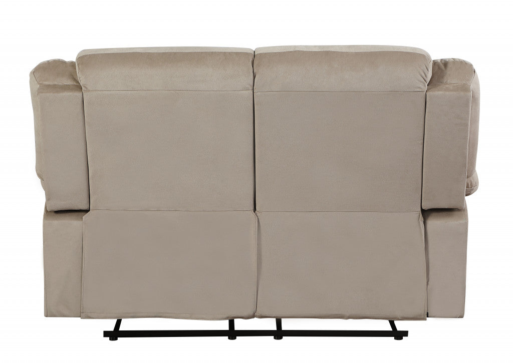60" Beige Microfiber Manual Reclining Love Seat