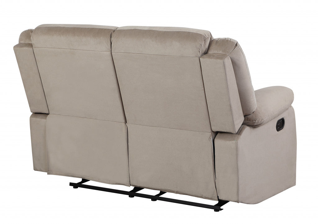 60" Beige Microfiber Manual Reclining Love Seat