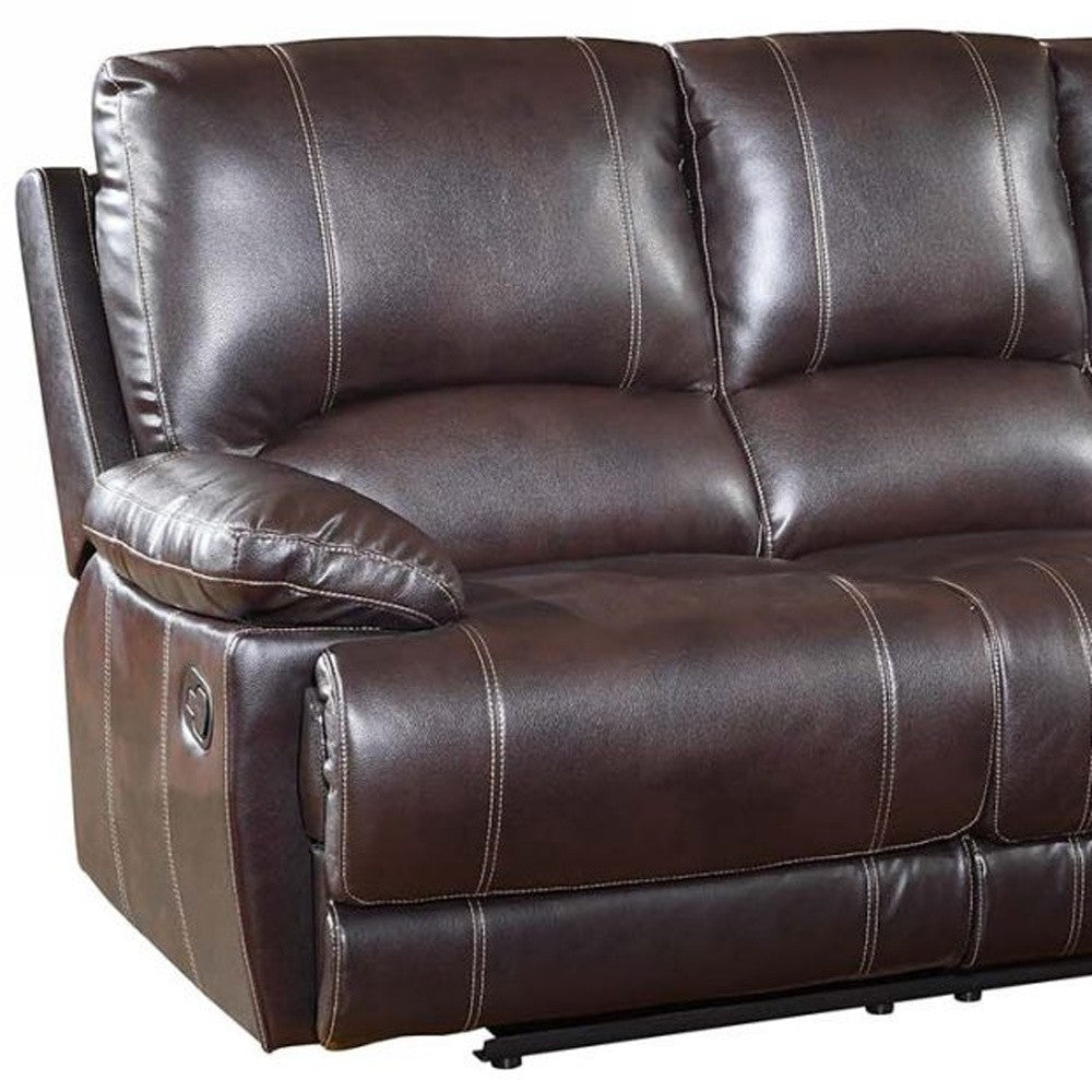 89" Brown And Black Faux Leather Sofa