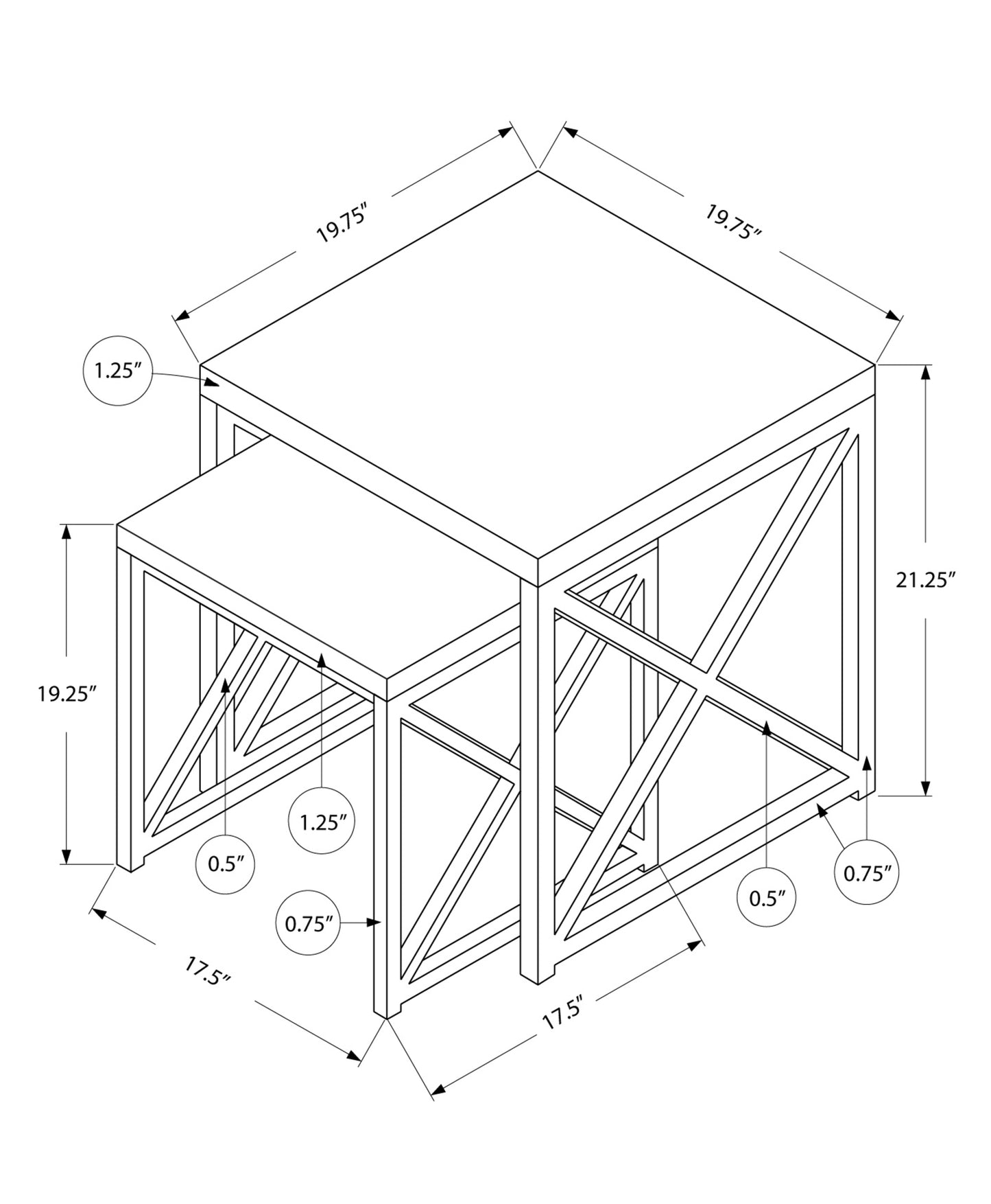 41" Gold And Brown Nested Tables