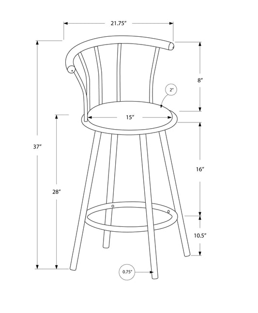 " Black Metal Low Back Bar Chair