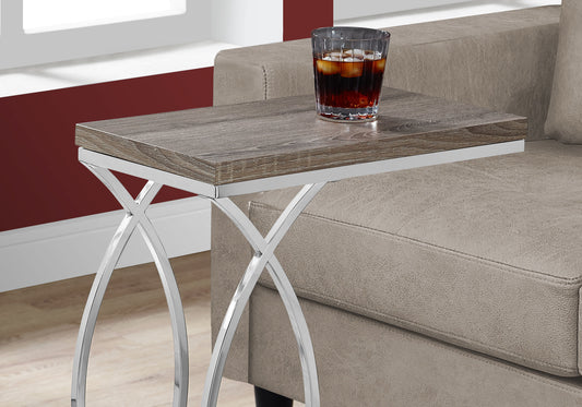 18.25" X 10.25" X 25" Dark Taupe Mdf Laminate Metal Accent Table