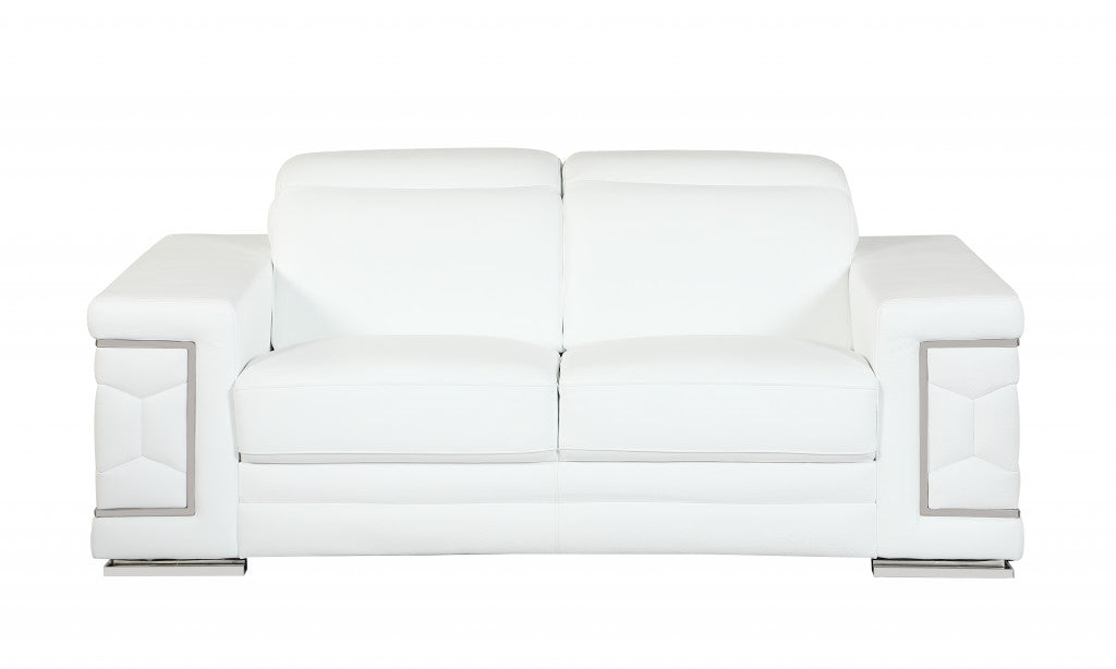 Three Piece Indoor White Italian Leather Six Person Seating Set