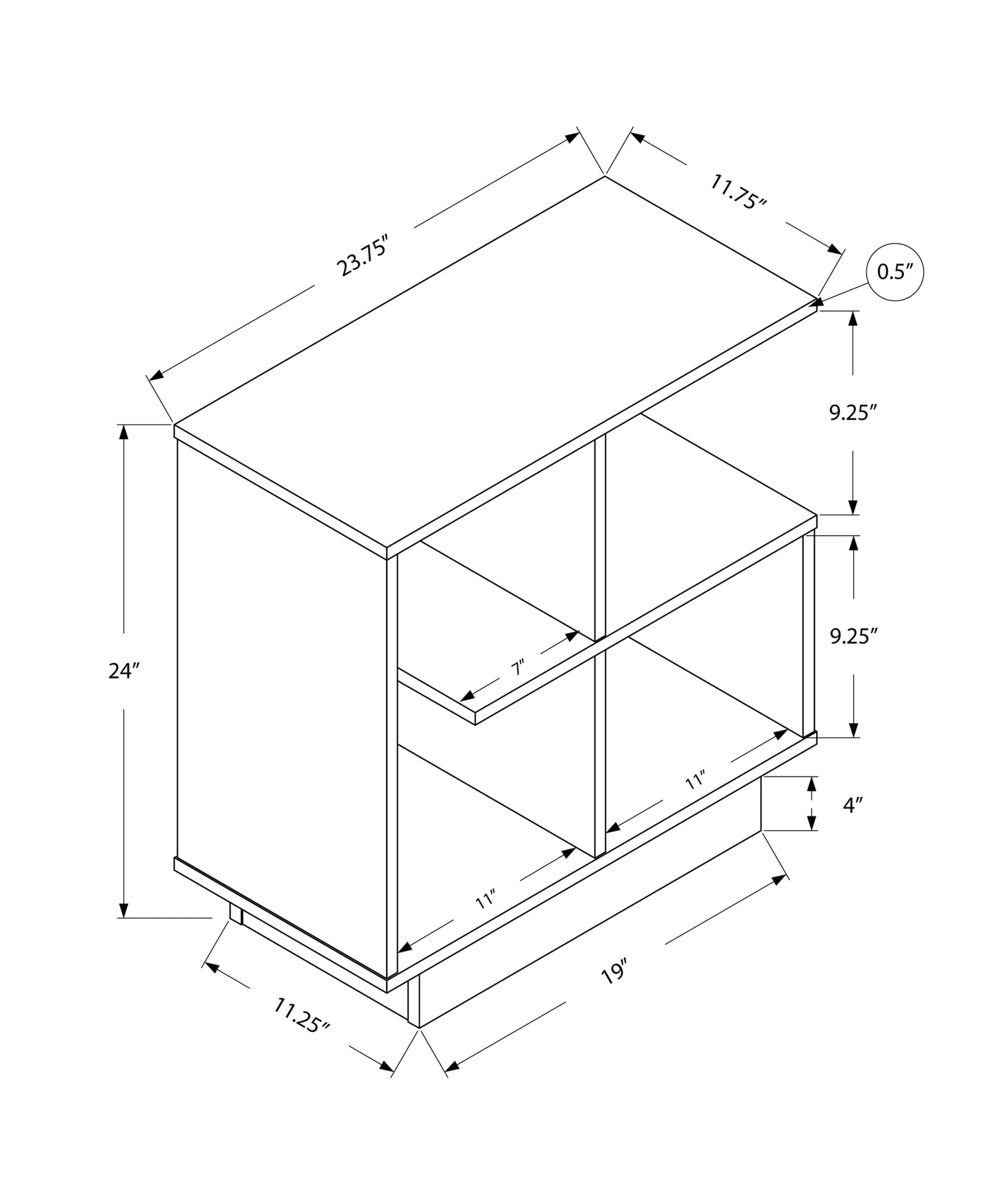 24" Espresso End Table With Four Shelves