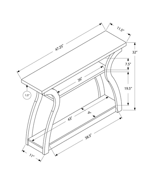 47" White Floor Shelf Console Table With Storage