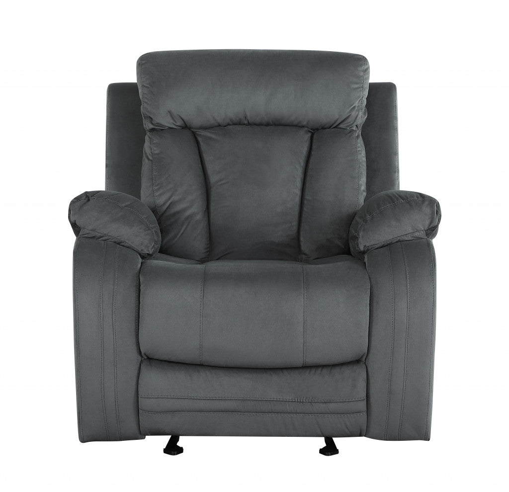 Three Piece Indoor Gray Microsuede Six Person Seating Set