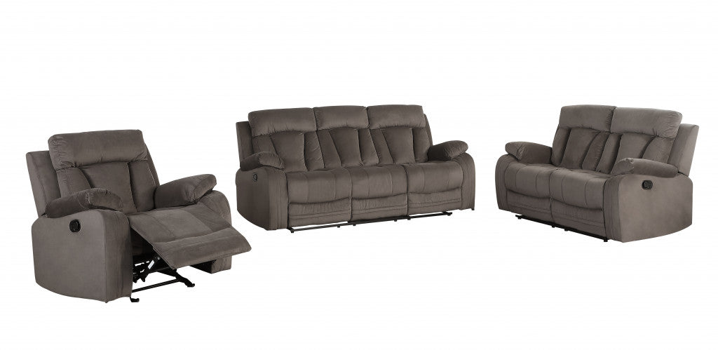 Three Piece Indoor Brown Microsuede Six Person Seating Set