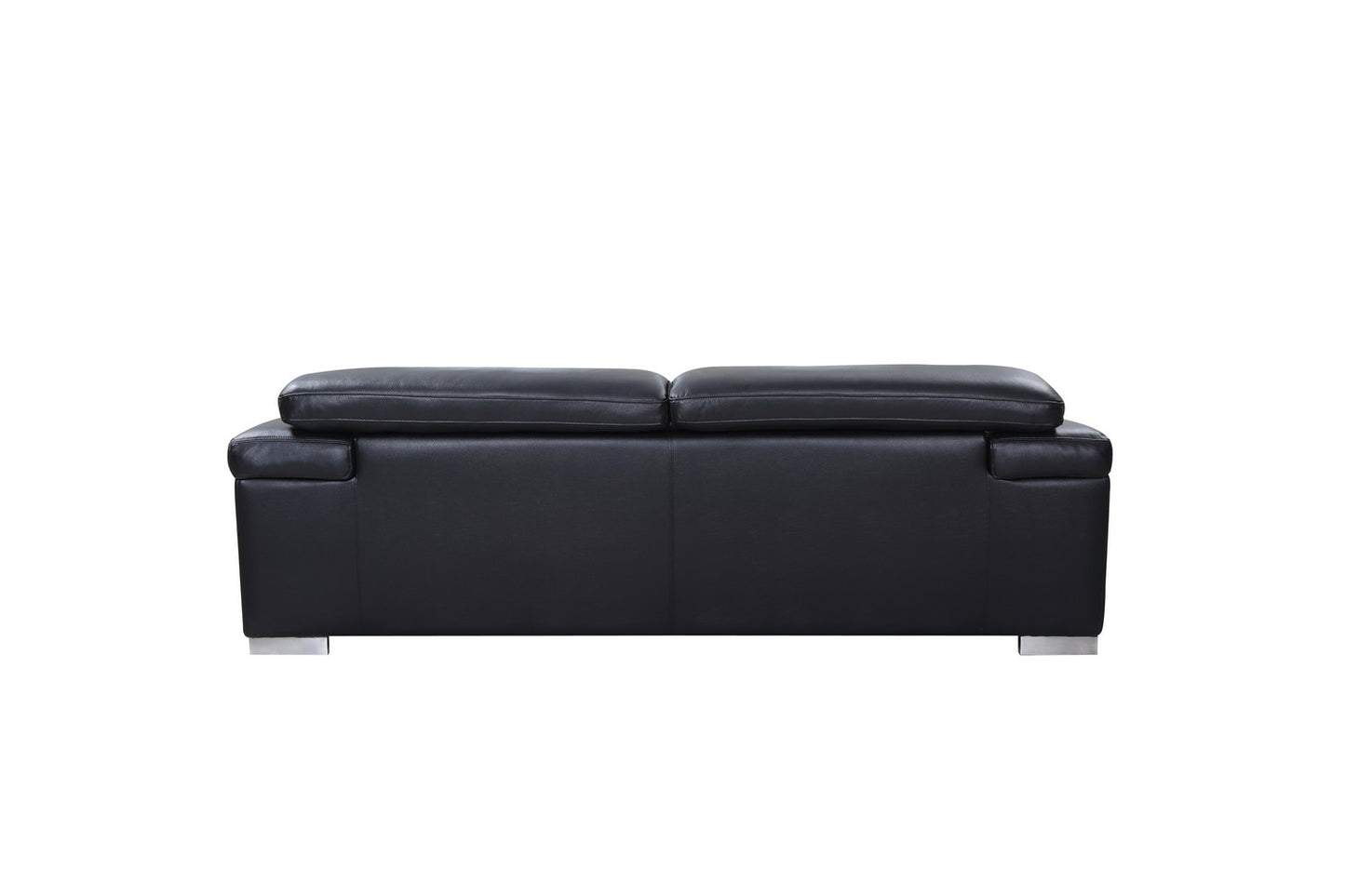 92" Black And Silver Italian Leather Sofa