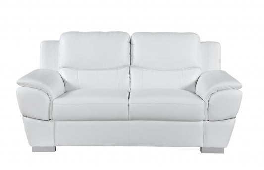 Three Piece Indoor White Genuine Leather Six Person Seating Set