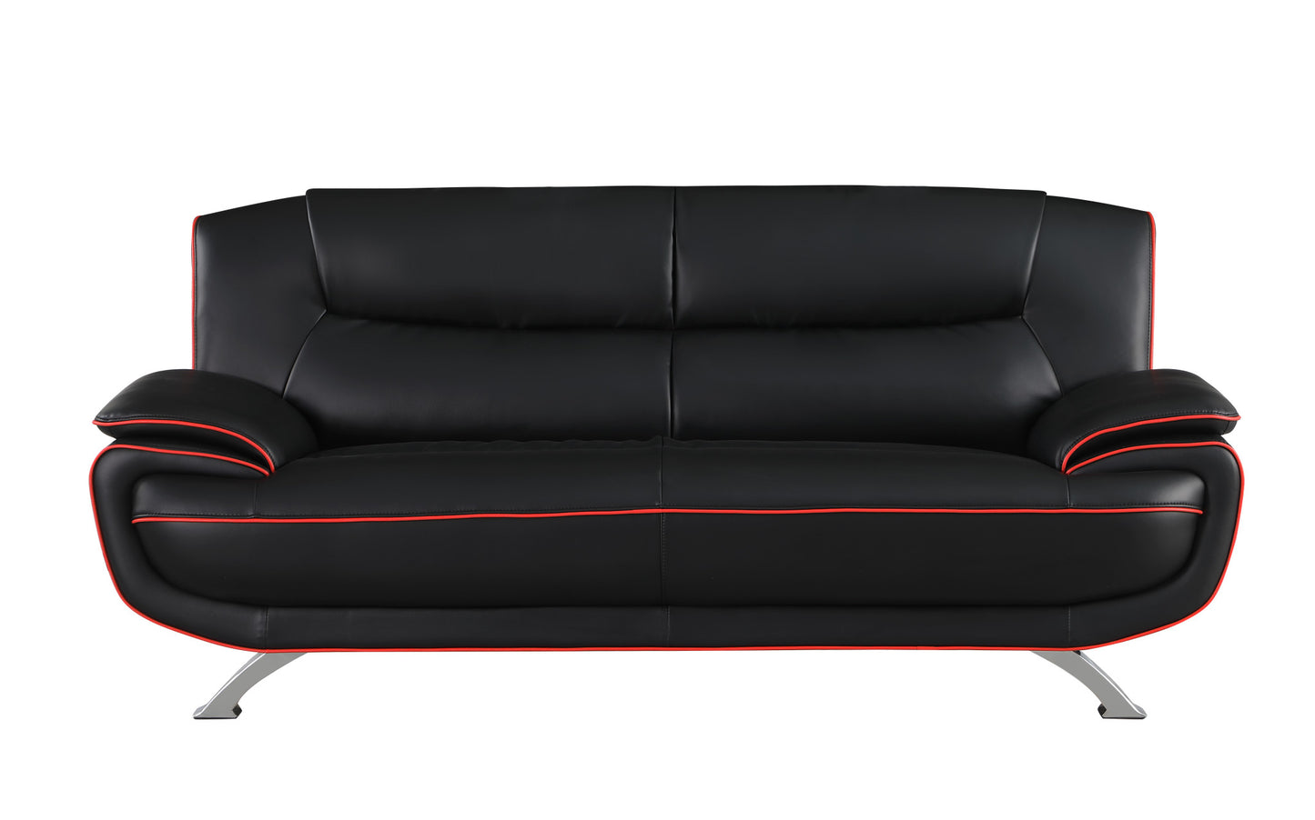 80" Black And Silver Leather Sofa