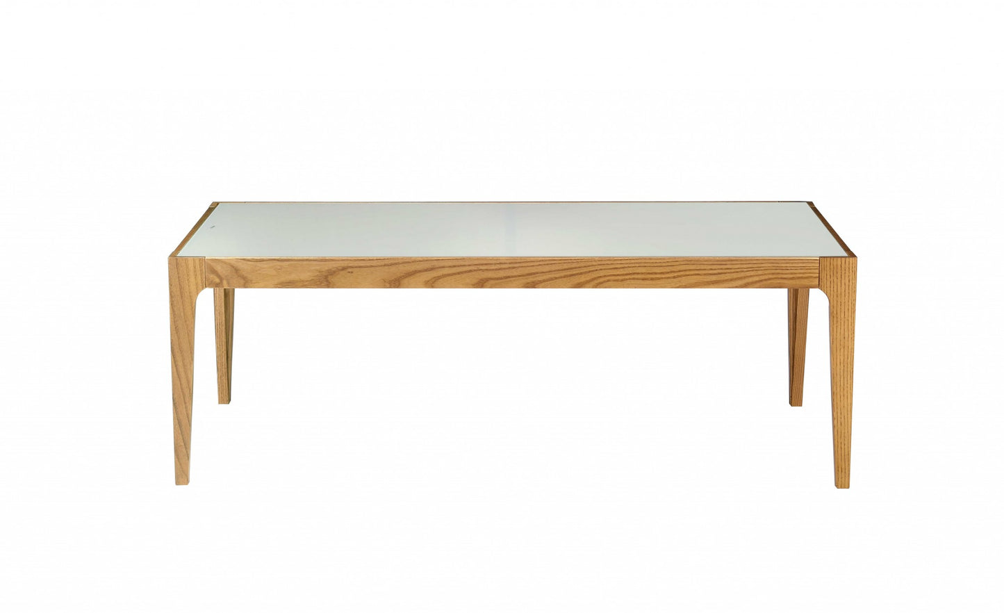 43" White And Natural Glass Coffee Table