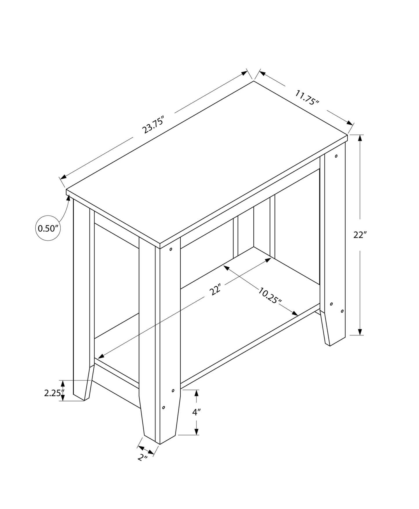 22" Black And Gray End Table With Shelf