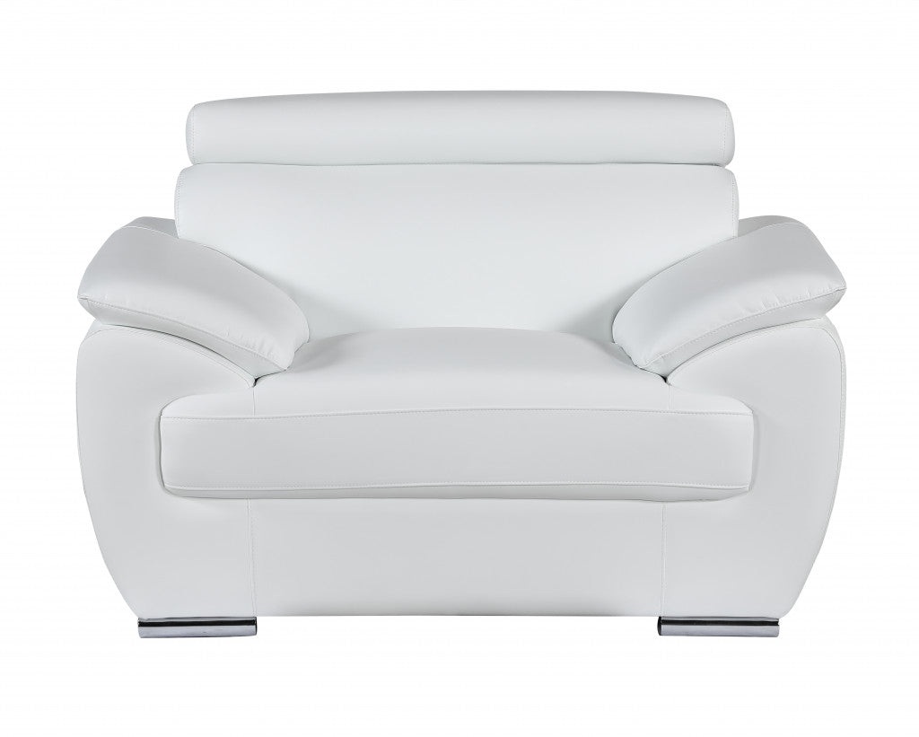 Three Piece Indoor White Genuine Leather Six Person Seating Set