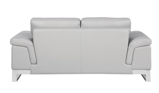 73" Light Gray And Silver Genuine Leather Love Seat