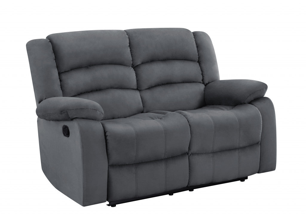 40" Contemporary Grey Fabric Loveseat