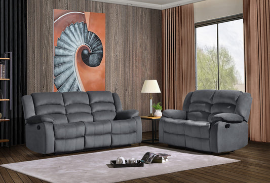 Three Piece Indoor Gray Microsuede Six Person Seating Set