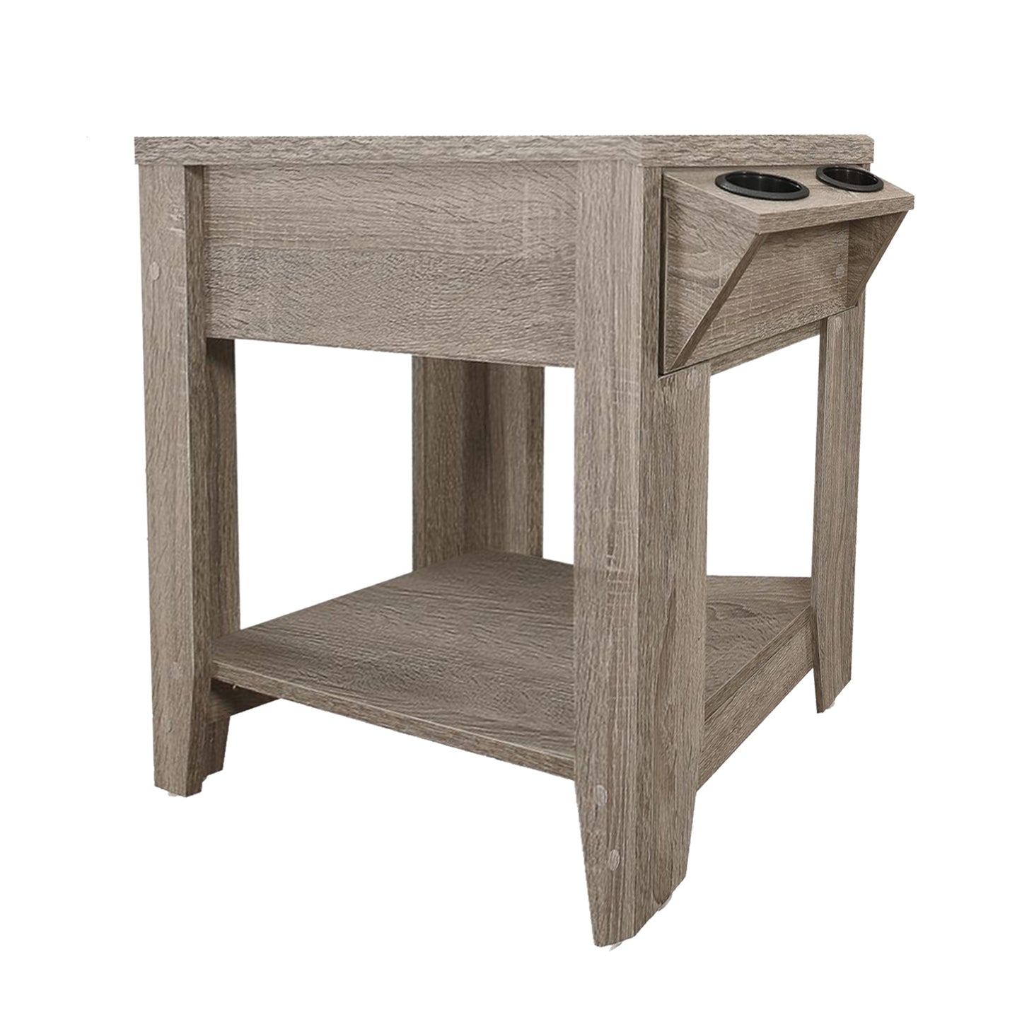 23" Taupe End Table With Shelf