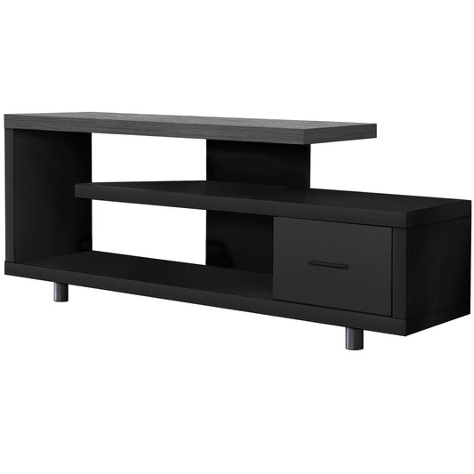 16" Black and Gray Open Shelving TV Stand