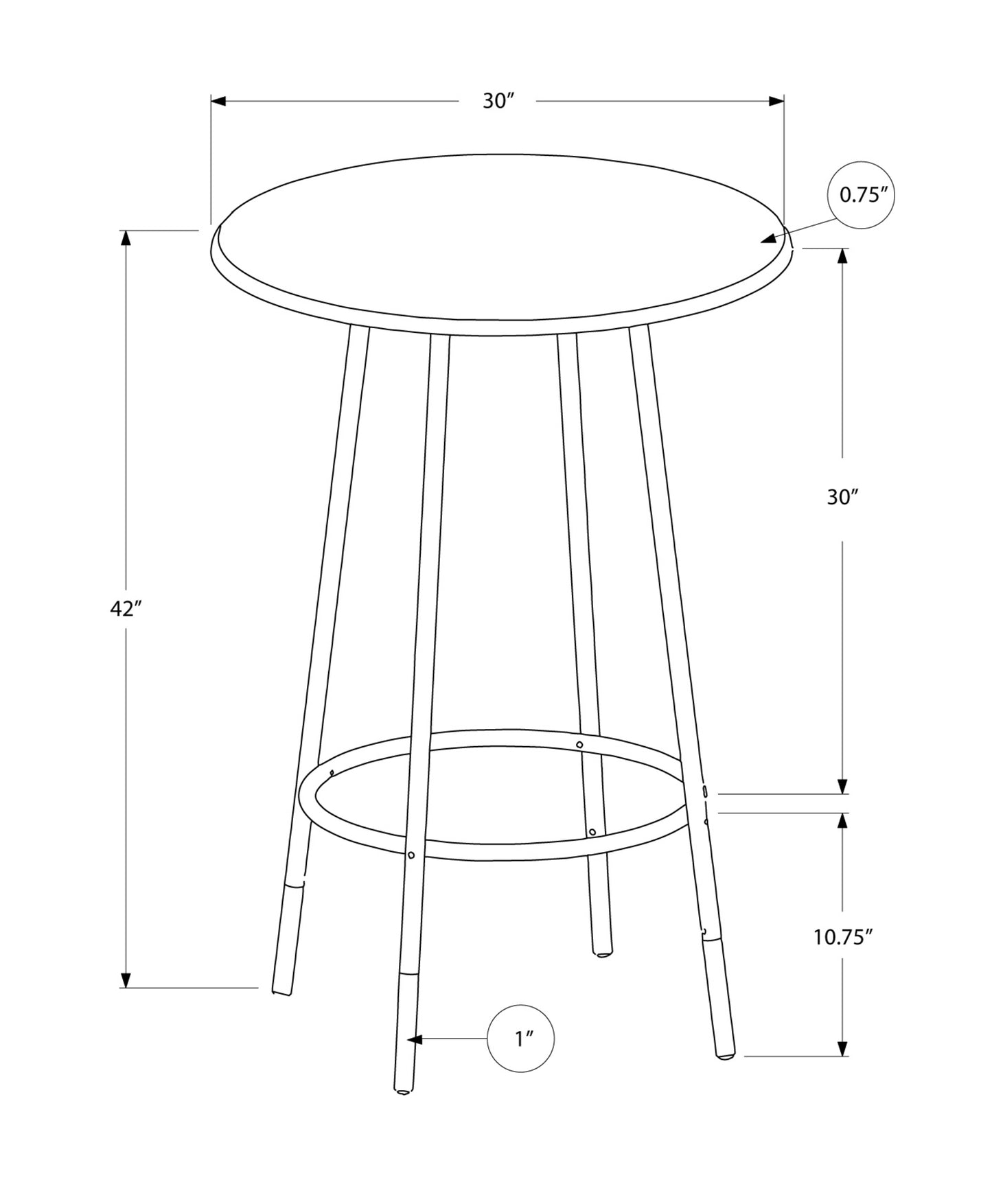 30" Beige And Brown Rounded Manufactured Wood Bar Table