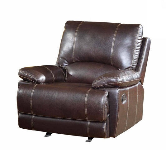 41" Brown Leather Match Recliner