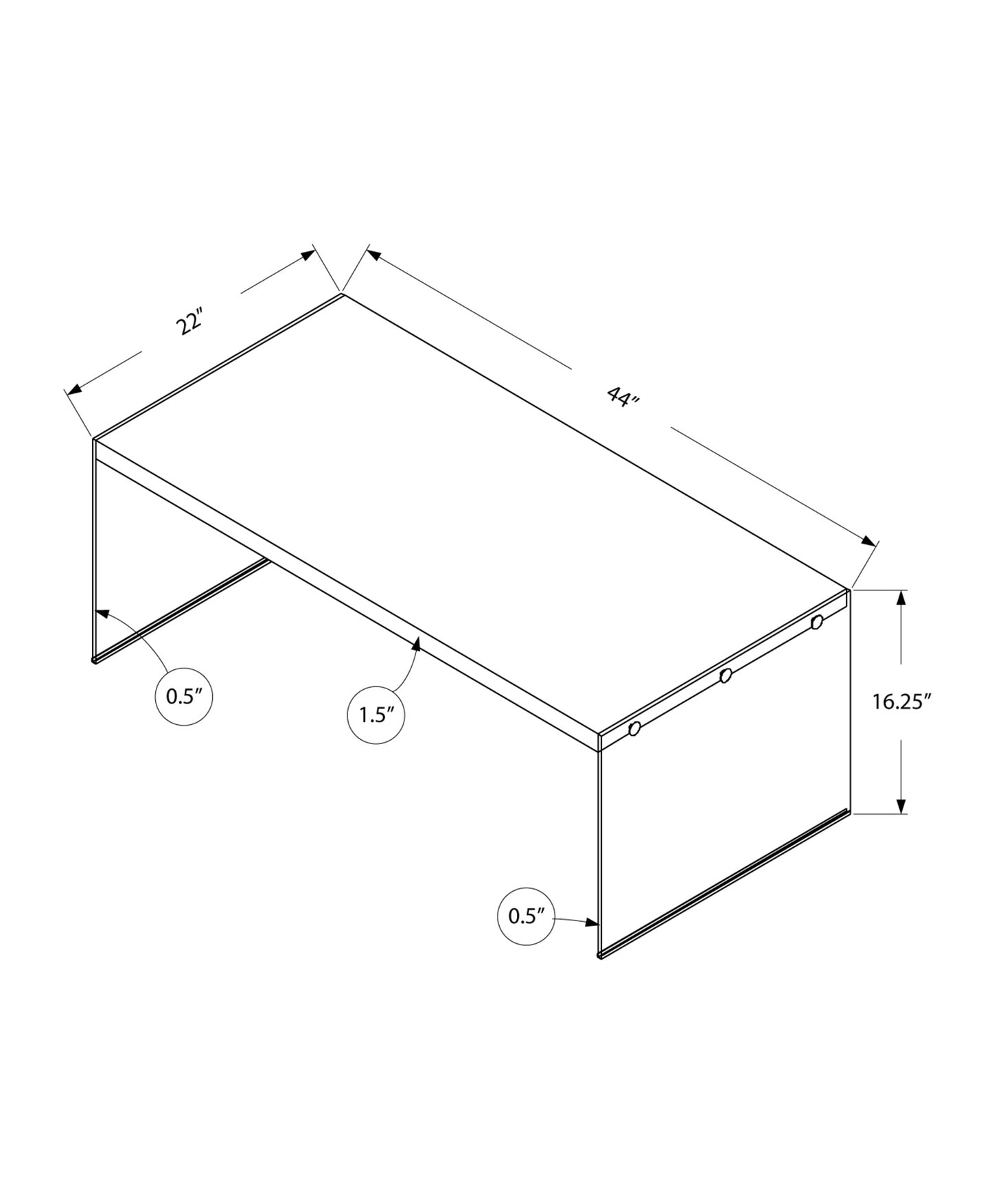 44" Taupe And Clear Glass Coffee Table