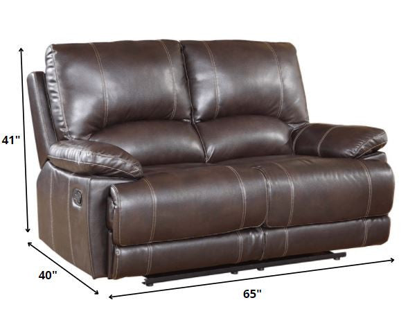 Three Piece Indoor Brown Faux Leather Six Person Seating Set