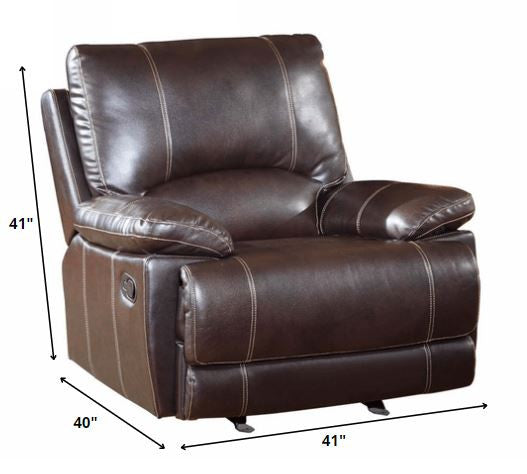 Three Piece Indoor Brown Faux Leather Six Person Seating Set