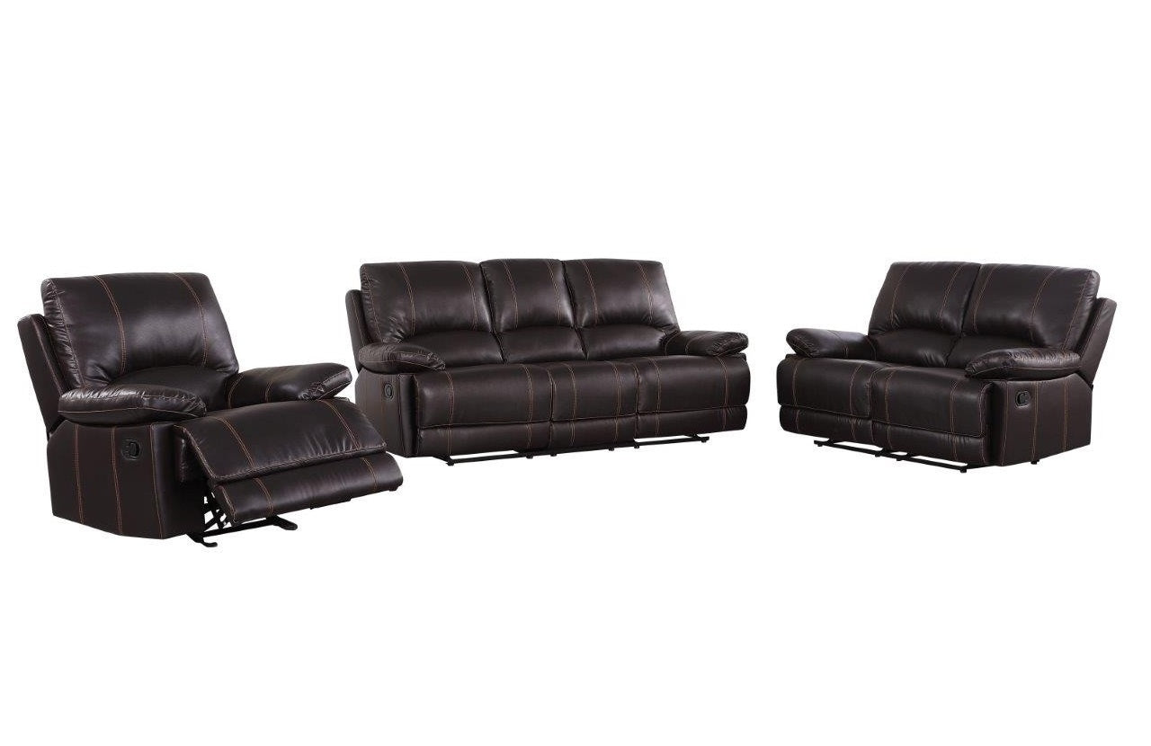 Three Piece Indoor Brown Faux Leather Six Person Seating Set