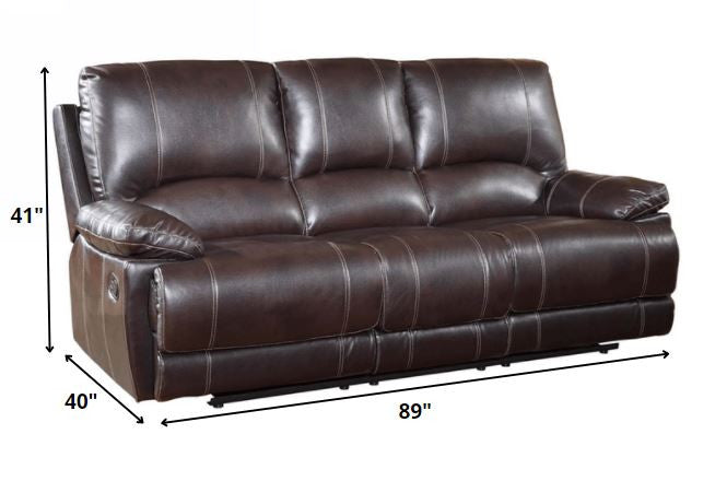 Three Piece Indoor Brown Faux Leather Six Person Seating Set