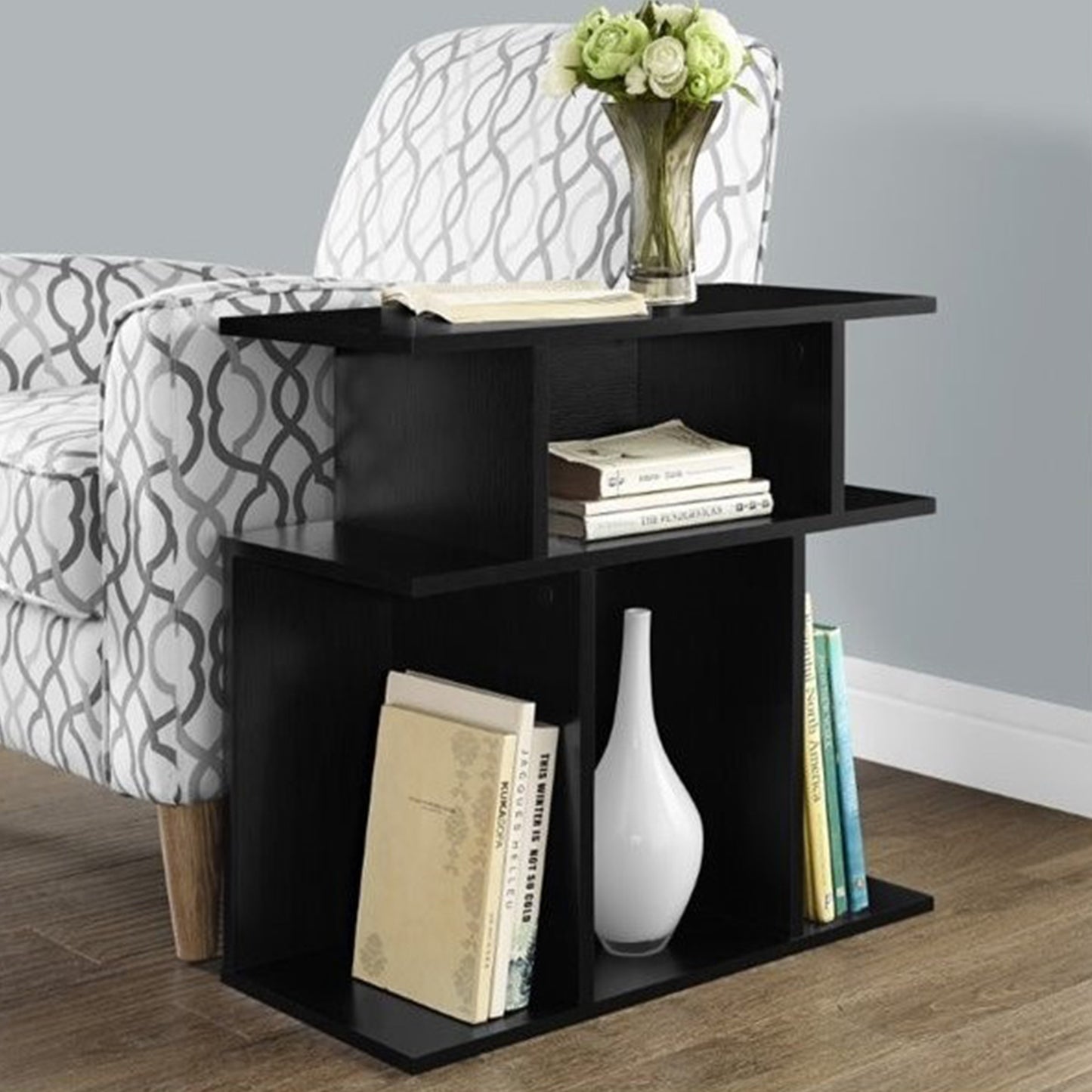 24" Black End Table With 6