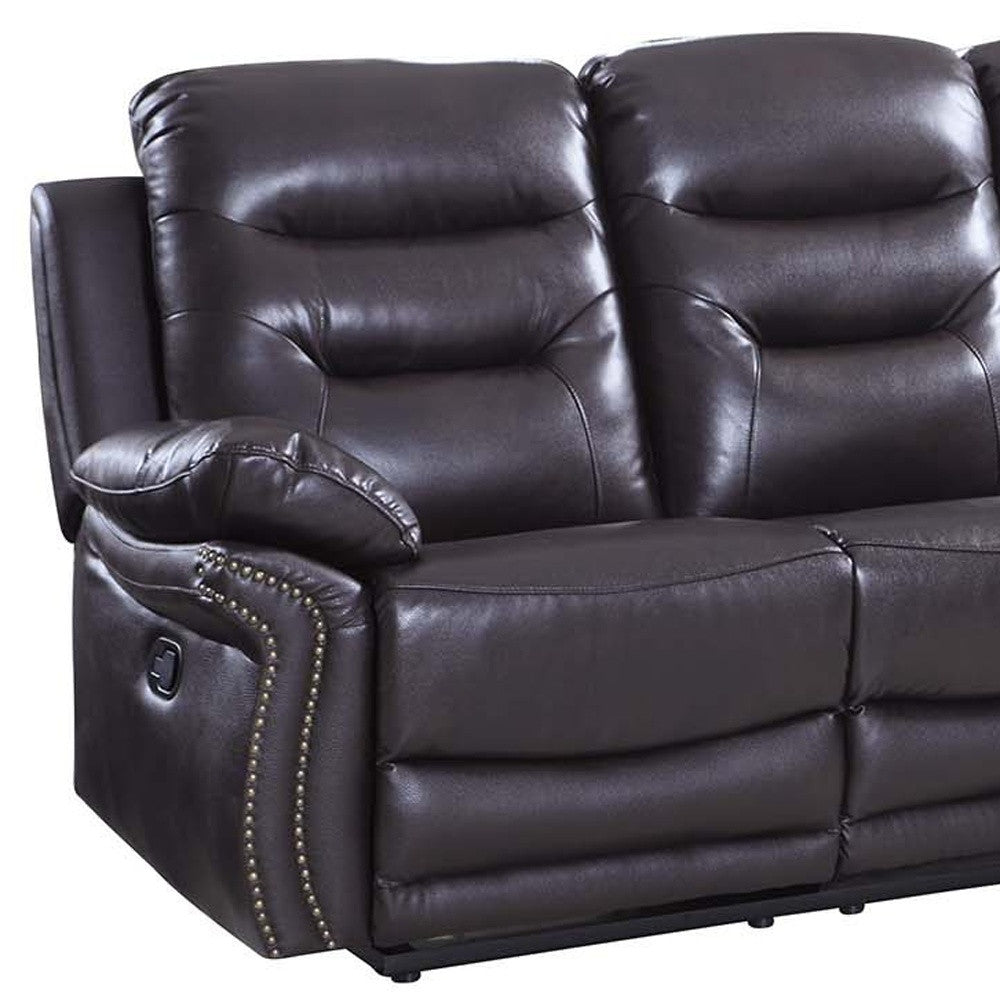 90" Brown And Black Faux Leather Sofa