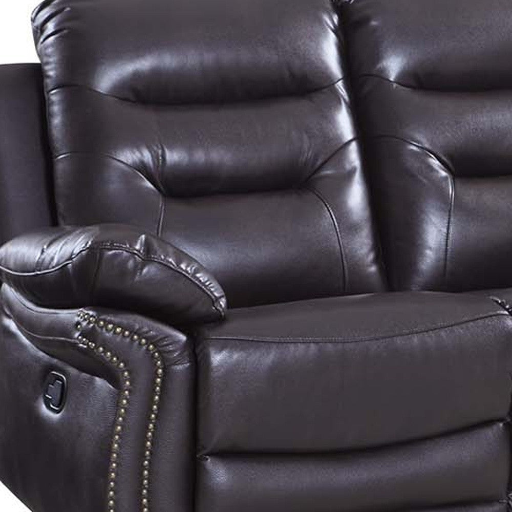 90" Brown And Black Faux Leather Sofa