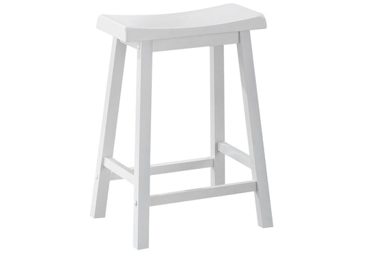 Set of Two " White Solid Wood Backless Bar Chairs