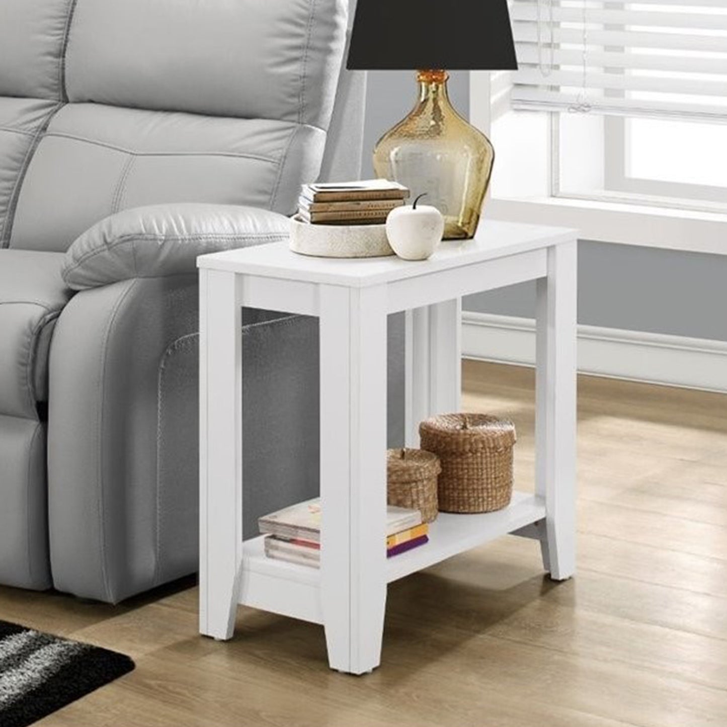 22" White End Table With Shelf