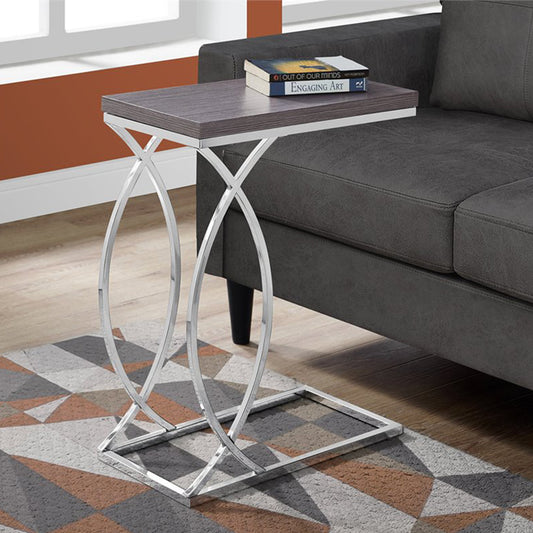 18.25" X 10.25" X 25" Grey Mdf Laminate Metal Accent Table