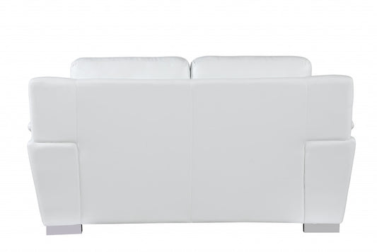 69" White And Silver Faux Leather Love Seat
