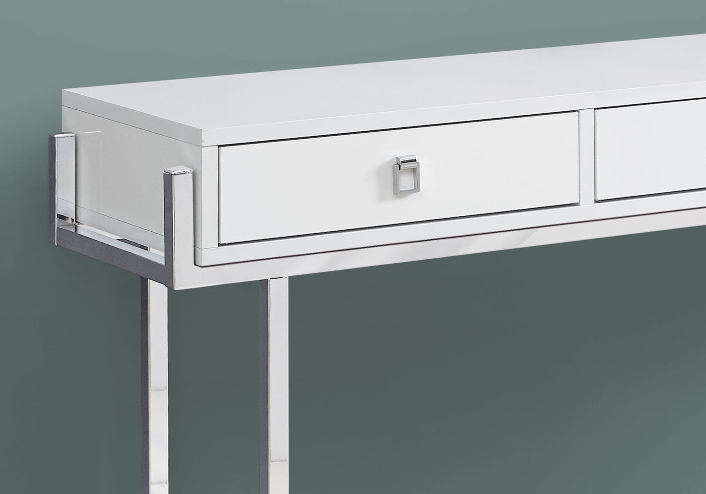 48" White And Silver Console Table