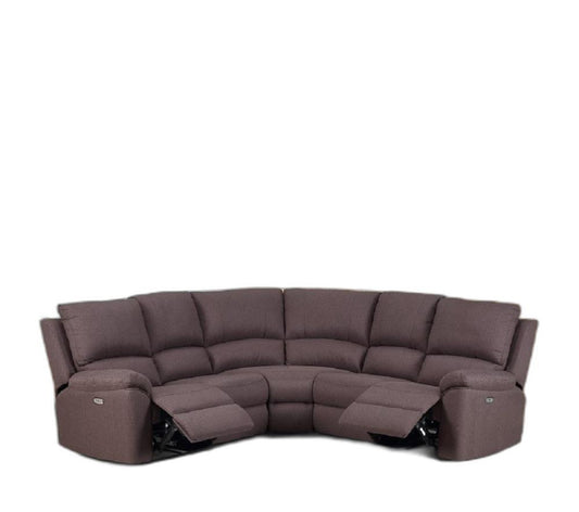 Brown Polyester Blend Power Reclining U Shaped Three Piece Corner Sectional