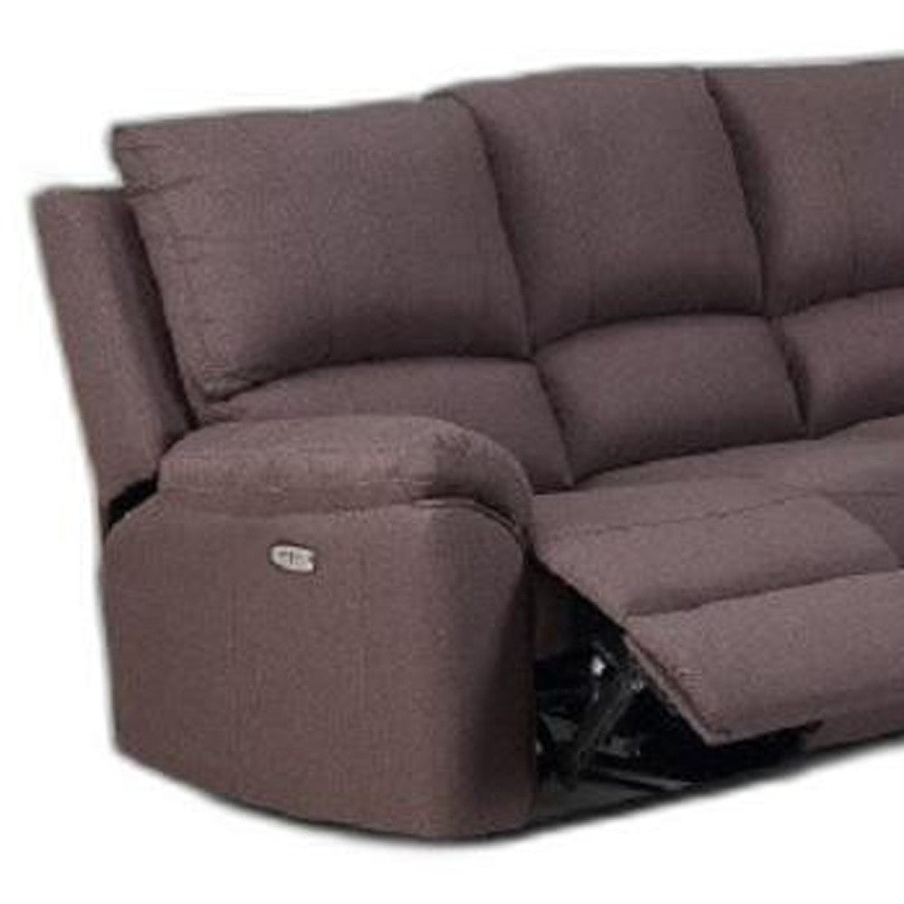 Brown Polyester Blend Power Reclining U Shaped Three Piece Corner Sectional