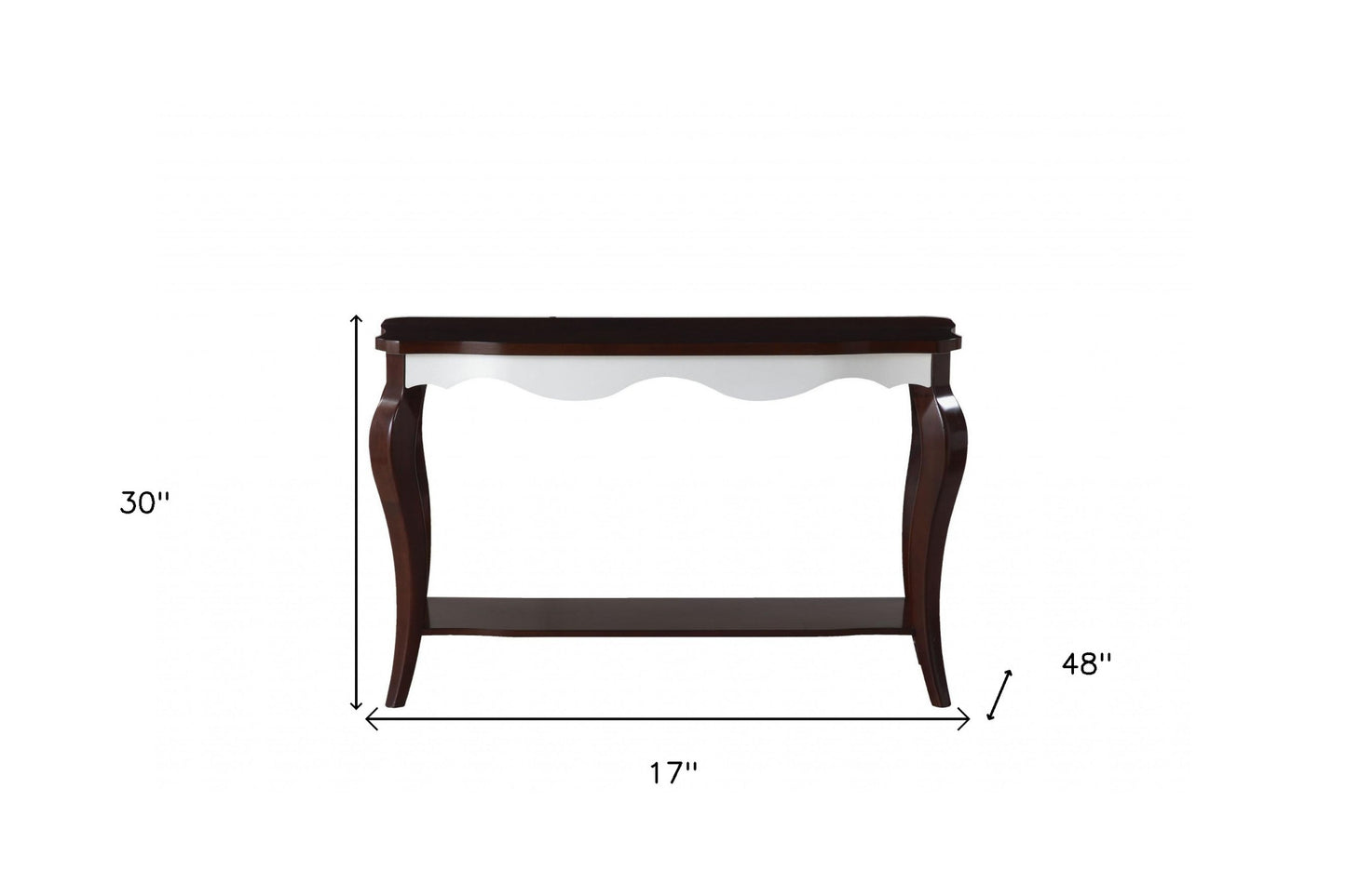 17" X 48" X 30" Walnut White Wood Sofa Table