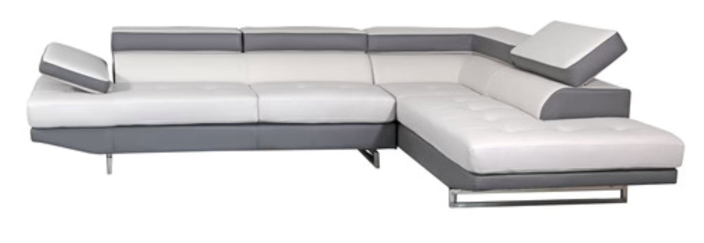 White Leather L Shaped Two Piece Corner Sectional