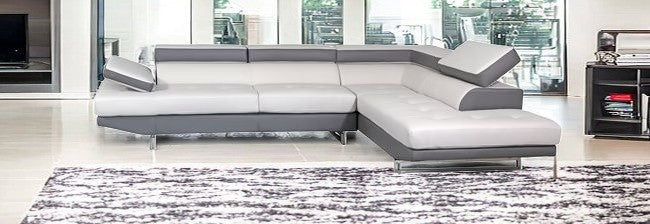 White Leather L Shaped Two Piece Corner Sectional